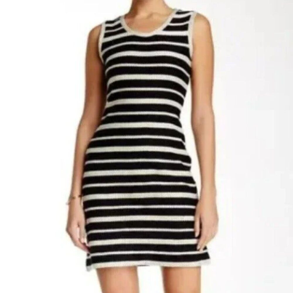 Max Studio Navy Ivory Striped Cotton‎ Tank Dress XS Coastal Preppy